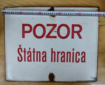 Stará smaltovaná cedule Pozor Štátna hranica - 3