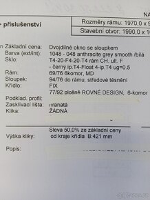 Dvojdílné okno antracit/bílá, 1970x950, nové, poz.5 - 3