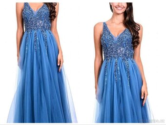 NOVÉ plesové šaty MODRÉ TYLOVÉ - 3