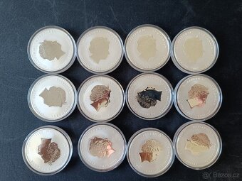 Sada 12 mincí Lunární série II. 1 Oz. Čisté stříbro. - 3