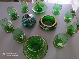 Novoborské sklo, set skleniček v zelené barvě - 3