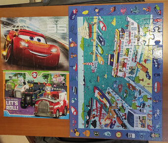 Set - 3x dětské puzzle (Tlapková patrola, Auta, přístav) - 3