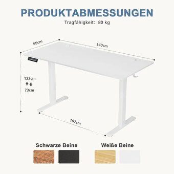 Nový výškově nastavitelný stůl 140x60cm - 3