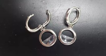 Nové dámské i dívčí stříbrné náušnice 925 kroužky 1 cm sklo - 3