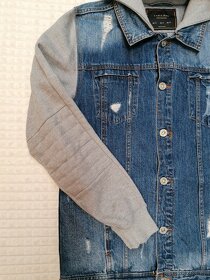 Džínová bunda Zara Man s mikinovymi rukávy - 3