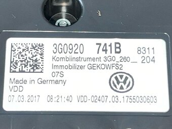 Budíky naftové 3G0920741B VW Passat B8 r.v. 2017 - 3
