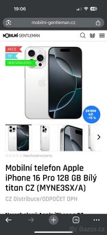 iPhone 16 Pro 128gb Odpocet DPH, CZ distribuce. 2 r. zaruka - 3