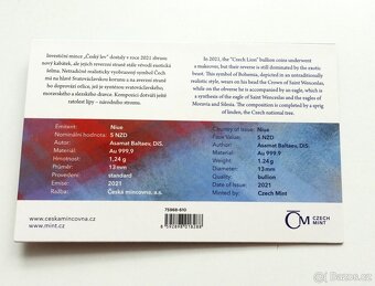 zlatá mince - Český lev 1/25oz  2021 - číslovaný - 3