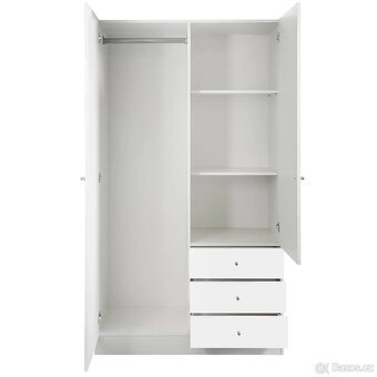 Nová bílá šatní skříň 100 cm, 3 zásuvky - 3