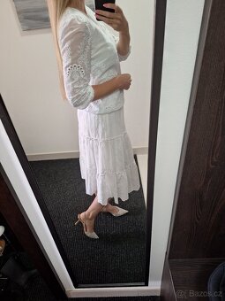 Bily madeirovy komplet halenka a sukne Mohito - 3