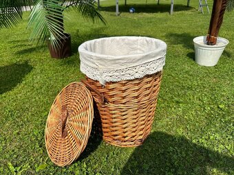Proutěný koš s textilním vnitřkem. Ø 32cm, výška 42cm - 3