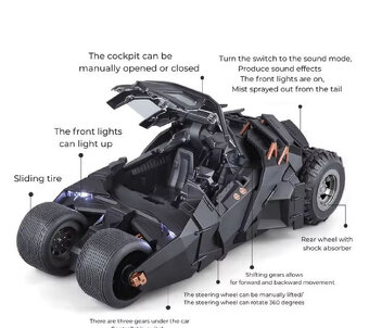 1:18 Rarita Batmobile Tumbler Metal Casting Sound+Light - 3