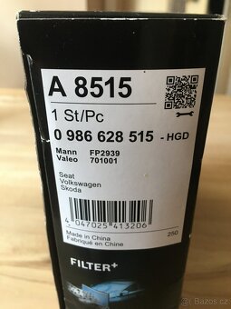 Kabinový filtr vzduchu s aktivním uhlím 0 986 628 515 - 3