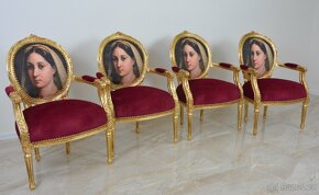 Zámecká řezbovaná křesla - čalouněná - set - Mona lisa - 3