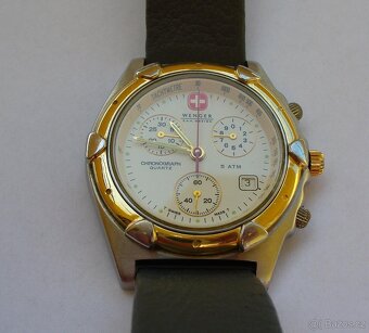 Hodinky WENGER Chronograph Swiss Quartz nová baterie a pásek - 3