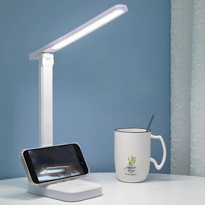 Stolní lampa LED skládací, 3 odstíny světla + držák na mobil - 3