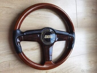 Velmi vzácný volant BBS, kůže, dřevo, W123, W124, W201, E28 - 3