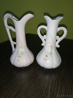 Růžový porcelán džbán a váza - 3