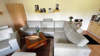 Sedačka kožená světle šedá - 3