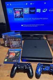 PlayStation 4 + GTA Minecraft FIFA a dva ovladače - 3