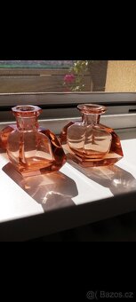 Staré sklo- rosalinové, medové broušené - 3