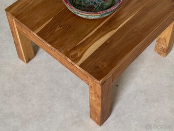 Světlý čtvercový teakový konferenční stolek obývací pokoj ex - 3