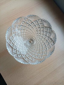 Retro broušený skleněný podnos či mísa na nožičce - luxus - 3