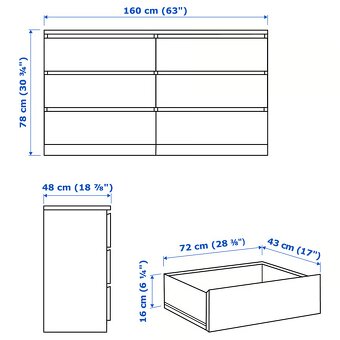 Komoda bílá MALM, 6 zásuvek, zn. IKEA - 3
