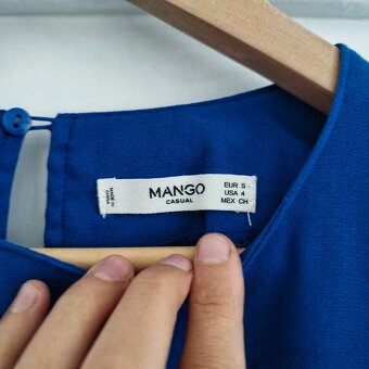 Dámská letní modré šaty delší tunika Mango modrá černá - 3