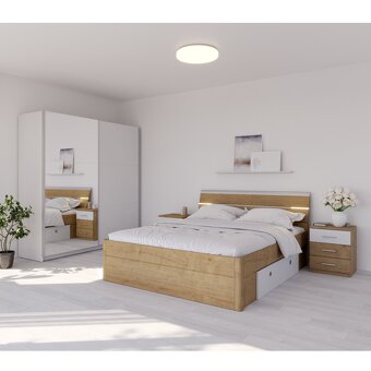 Šatní skříň se zrcadlem bílá - 3