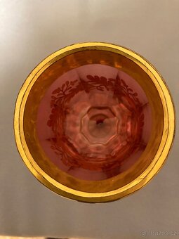 Starožitná rubínová sklenice Biedermeier rok cca 1850 - 3
