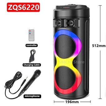 přenosný karaoke Bluetooth reproduktor s kabelovým mikrofone - 3
