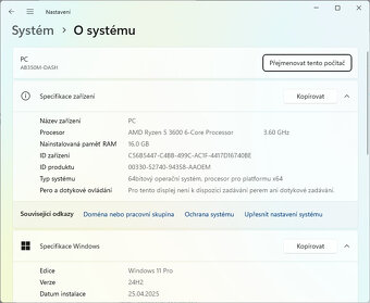 Herní PC - Ryzen 5 3600, 16GB RAM, 1TB NVME, 5700XT, WIN11 - 3