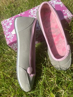 Baleríny silver/pink, s knoflíčkem vel. 35 - 3