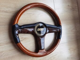 Velmi vzácný volant BBS, kůže, dřevo, W123, W124, W201, E28 - 3