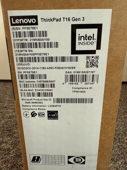 Nerozbaleny Lenovo ThinkPad T16 Gen 3 (21MN0059CK). Zaruka - 3