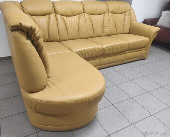 Kožená rohová sedací souprava - TOP STAV, jak NOVÁ - 3