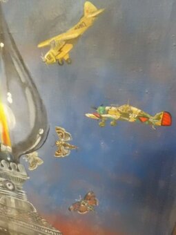 Starý Obr Obraz OLEJ - DAGMAR ŠIMKOVÁ Petrolejka a Letadla - 3