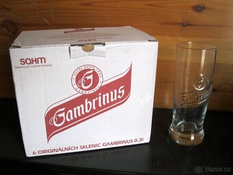 Sklenice GAMBRINUS 0,3 L - třetinky NOVÉ NEPOUŽITÉ - 3