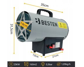 PLYNOVÝ OHŘÍVAČ VENTILÁTOROVÝ OHŘÍVAČ VYSOKÝ VÝKON 25KW + HA - 3