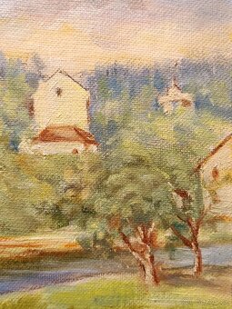 Obraz J. Rybář, Týnec nad Sázavou, olej na desce 49x63 - 3