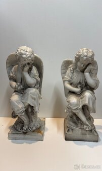 Pár starožitných soch andělů - 3