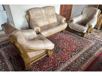 Rustikální dubová sedací souprava 2+1+1,4982 - 3