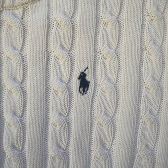 Ralph Lauren Polo dámský bílý copánkový svetr | vel. L - 3