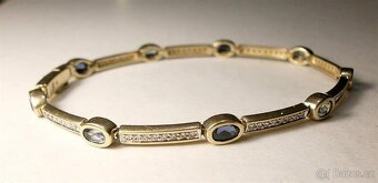 Zlatý náramek se spinely, akvamaríny a zirkony - 3