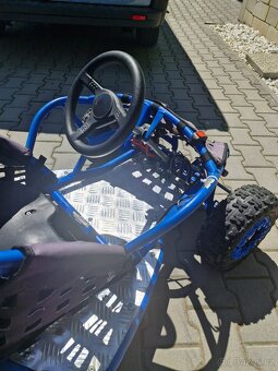 Dětská benzínová buggy 80cc modrá s helmou - 3
