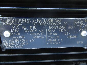 SIEMENS-přírubový elektromotor400V.2,2kw-2880ot.NOVÁ ložiska - 3