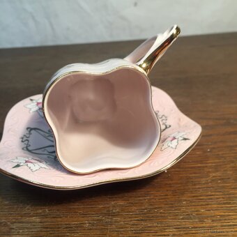 šálek růžový porcelán Chodov neobvyklý secesní dekor - 3