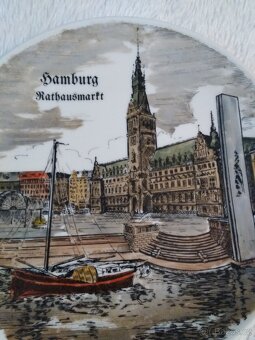 Keramický talíř Hamburg Rathausmarkt, značený - 3