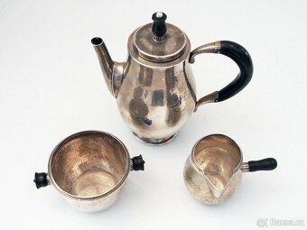 Krásná moka souprava s podnosem; stříbro 925, Georg Jensen - 3